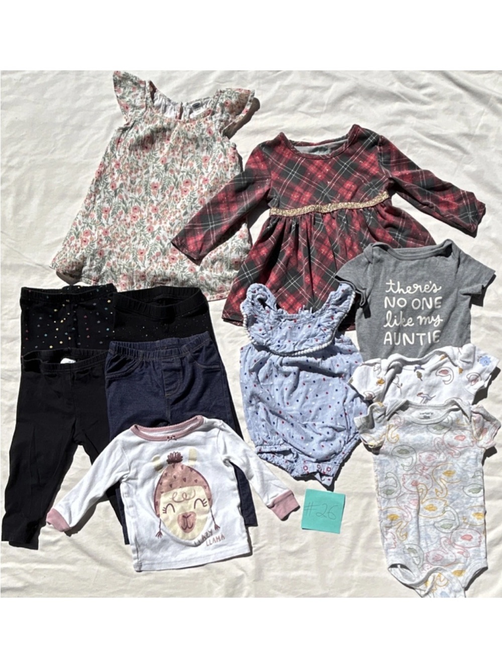 Toddler Girls Mixed Outfit Bundle - Floral, Plaid & Graphic Pieces